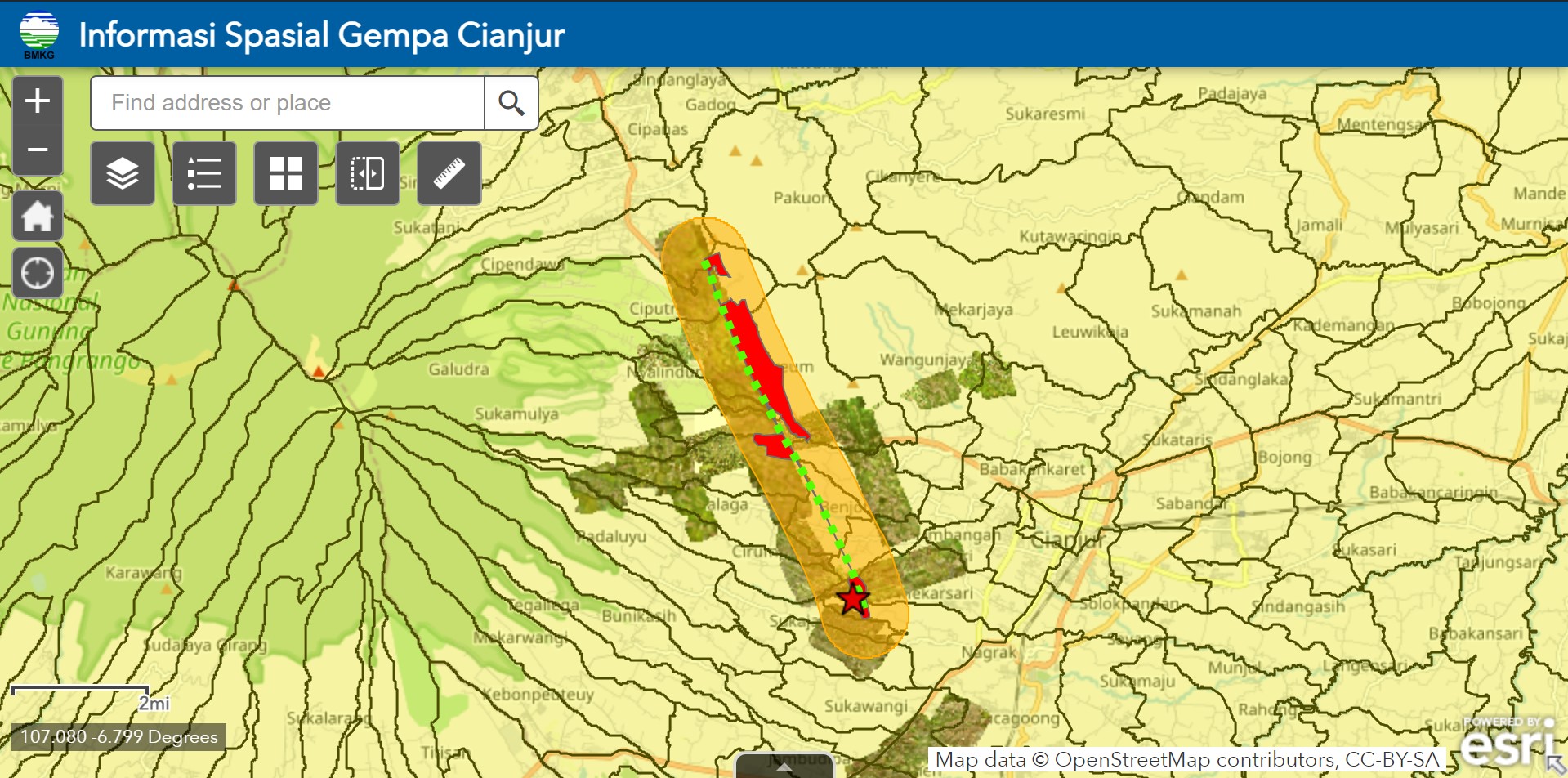 Peta Gempa Cianjur